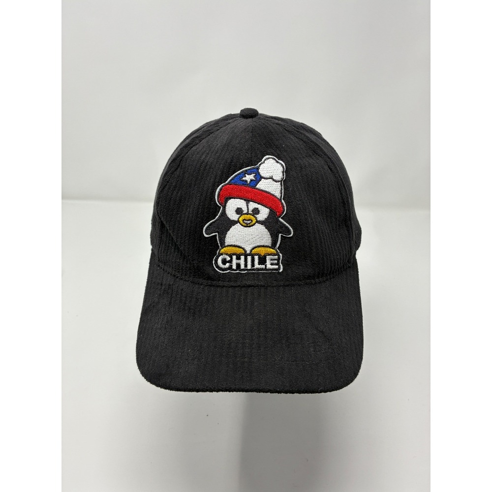 Chile Penguin Souvenir Hat Black Corduroy Strapback Cap Ghost Accessories